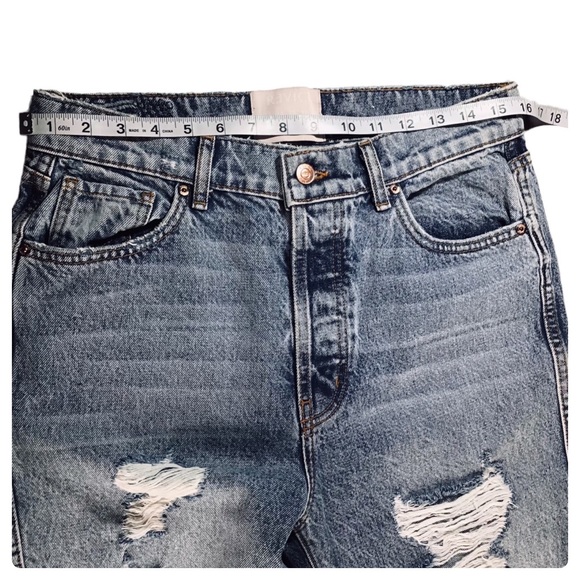 REVICE - High Waisted Distressed Button Fly Strait Leg Jeans - 32 NWOT - Picture 7 of 15